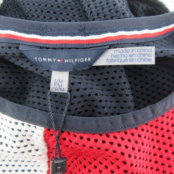 Tommy Hilfiger Swim Dress Cover-Up Mesh Navy Blue Red White Size S/M NEW $78 - Picture 11 of 13